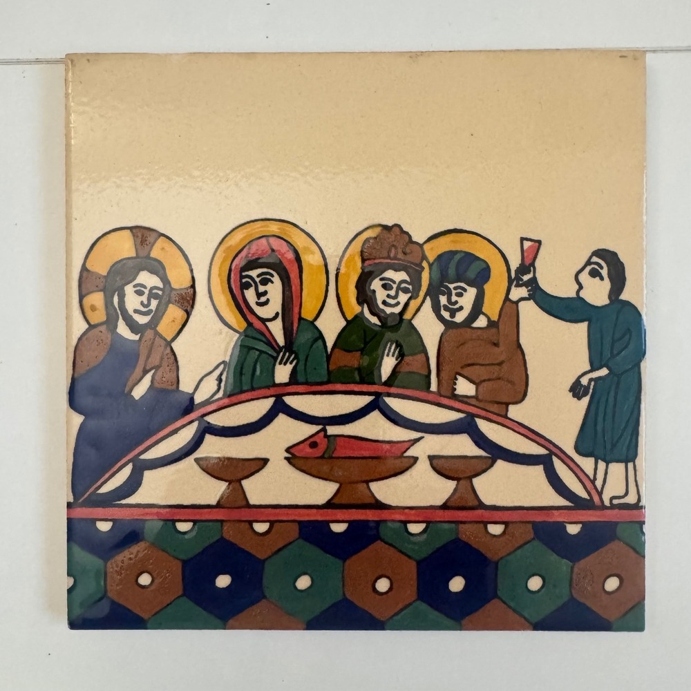Sandrouni Bros Armenian Art Jerusalem Ceramic Tile Last Supper Religious 6x6 80s